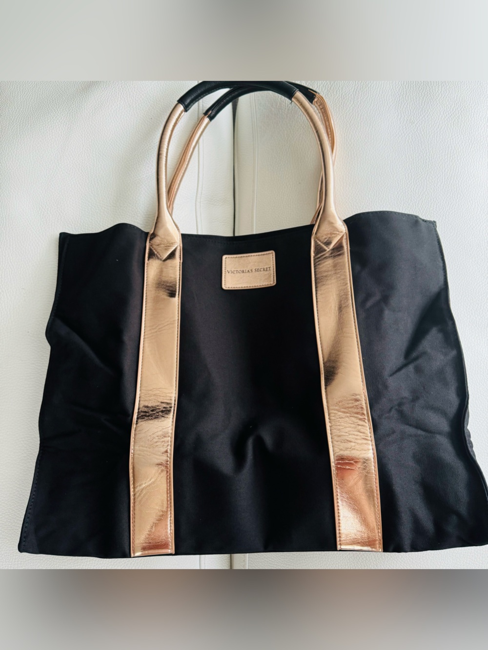 Victoria's Secret Black Tote with Rose Gold Handles